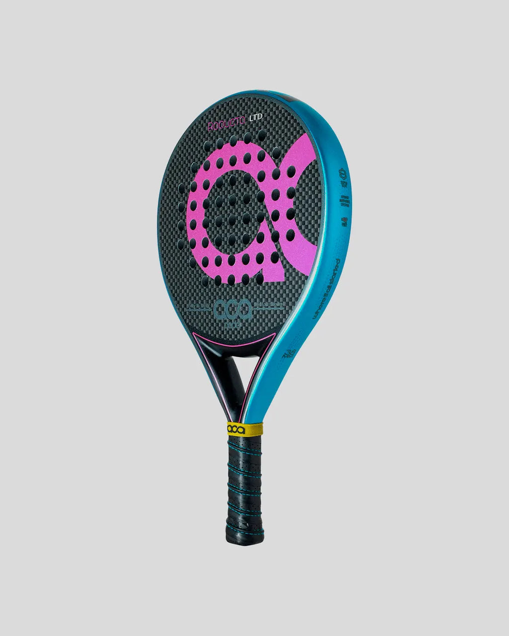 Padel with pink logo on a gray background