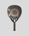 Paddle racket with brand logo on a gray background