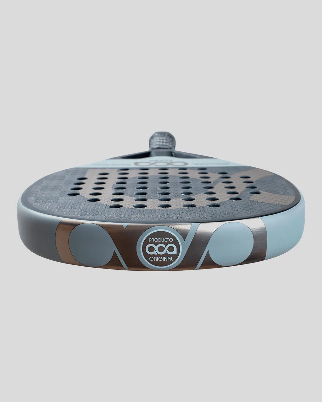 Padel with brand logo on a light gray background